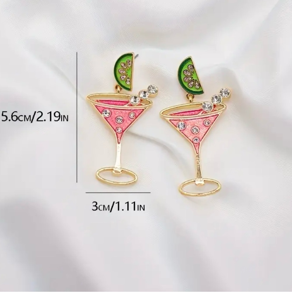 Cocktail Glass Earrings-NWT - Picture 2 of 4